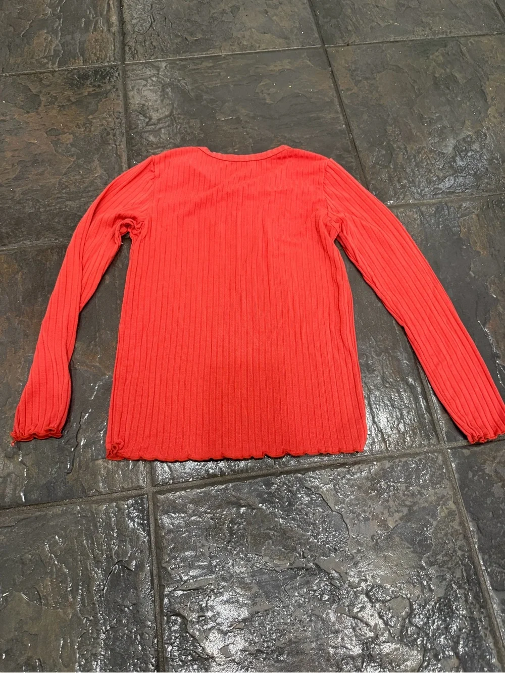 Girls Red Ribbed Long Sleeve Top Leggings Matching Lounge Set Size 5-6